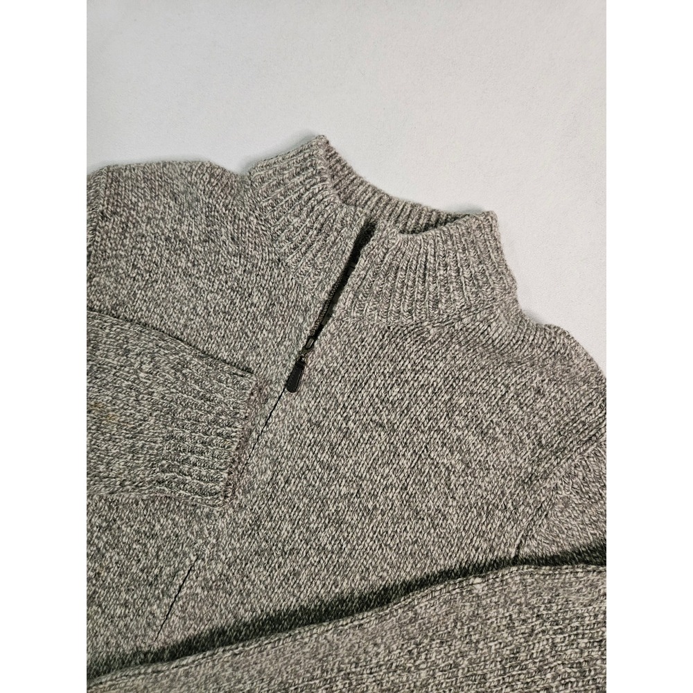 Vintage L.L.Bean 100% Lambswool Quarter Zip Sweater Men's XL Gray Marled Mock
